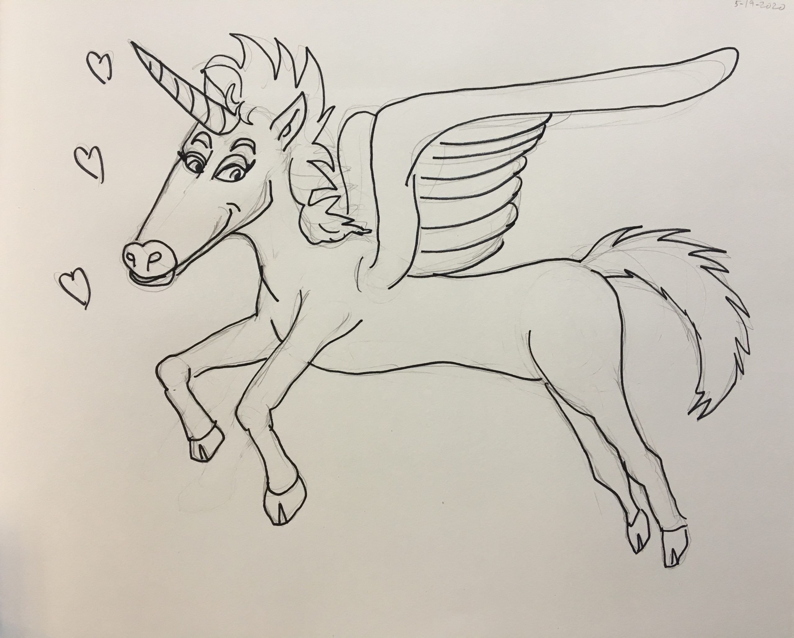 Adorable Cartoon Fairy Patting Unicorn Coloring Page | MUSE AI